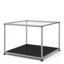 USM Haller Side Table 50, Upper panel glass, lower panel metal, Graphite black RAL 9011