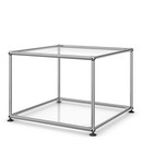 USM Haller Side Table 50, Both panels glass, Clear glass