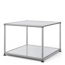 USM Haller Side Table 50, Both panels metal, Light grey RAL 7035