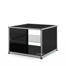 USM Haller Side Table with Side Panels, 50 cm, with interior glass panel, Graphite black RAL 9011