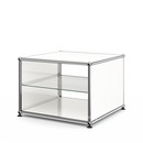 USM Haller Side Table with Side Panels, 50 cm, with interior glass panel, Pure white RAL 9010