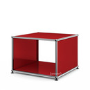 USM Haller Side Table with Side Panels, 50 cm, without interior glass panel, USM ruby red