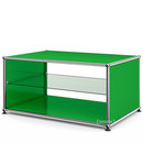 USM Haller Side Table with Side Panels, 75 cm, with interior glass panel, USM green