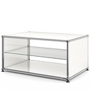 USM Haller Side Table with Side Panels, 75 cm, with interior glass panel, Pure white RAL 9010