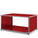 USM Haller Side Table with Side Panels, 75 cm, without interior glass panel, USM ruby red