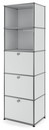 USM Haller Bookcase 50, With 3 drop-down doors, USM matte silver