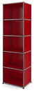 USM Haller Bookcase 50, Open, USM ruby red