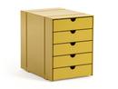 USM Inos Box Set C4 for USM Haller Shelves, with 5 trays, Golden yellow RAL 1004