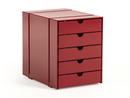 USM Inos Box Set C4 for USM Haller Shelves, with 5 trays, USM ruby red