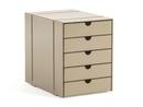 USM Inos Box Set C4 for USM Haller Shelves, with 5 trays, USM beige