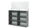 USM Haller Counter L with Security Screen, Mid grey RAL 7005