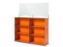 USM Haller Counter L with Security Screen, Pure orange RAL 2004