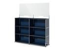USM Haller Counter L with Security Screen, Steel blue RAL 5011