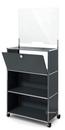 USM Haller Counter M with Security Screen and Hatch, Anthracite RAL 7016, With castors