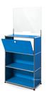 USM Haller Counter M with Security Screen and Hatch, Gentian blue RAL 5010, With feet