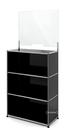 USM Haller Counter M with Security Screen, Graphite black RAL 9011, With feet