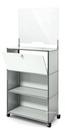 USM Haller Counter M with Security Screen and Hatch, Light grey RAL 7035, With castors