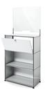 USM Haller Counter M with Security Screen and Hatch, USM matte silver, With feet
