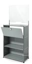 USM Haller Counter M with Security Screen and Hatch, Mid grey RAL 7005, With feet