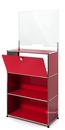 USM Haller Counter M with Security Screen and Hatch, USM ruby red, With feet