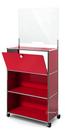 USM Haller Counter M with Security Screen and Hatch, USM ruby red, With castors