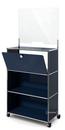 USM Haller Counter M with Security Screen and Hatch, Steel blue RAL 5011, With castors