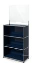 USM Haller Counter M with Security Screen, Steel blue RAL 5011, With feet