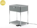 USM Haller Bedside Table with Dimmable Light, Mid grey RAL 7005