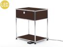 USM Haller Bedside Table with Dimmable Light, USM brown