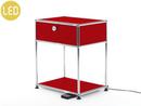 USM Haller Bedside Table with Dimmable Light, USM ruby red