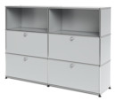 USM Haller Highboard L with 4 Drop-down Doors, Light grey RAL 7035