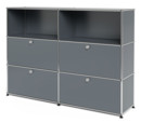 USM Haller Highboard L with 4 Drop-down Doors, Mid grey RAL 7005