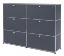 USM Haller Highboard L, Customisable, Anthracite RAL 7016, With 2 drop-down doors, With 2 drop-down doors, With 2 drop-down doors