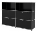 USM Haller Highboard L, Customisable, Graphite black RAL 9011, Open, With 2 drop-down doors, With 2 drop-down doors