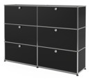 USM Haller Highboard L, Customisable, Graphite black RAL 9011, With 2 drop-down doors, With 2 drop-down doors, With 2 drop-down doors