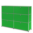 USM Haller Highboard L, Customisable, USM green, With 2 drop-down doors, With 2 drop-down doors, With 2 drop-down doors