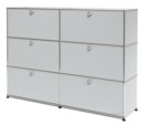 USM Haller Highboard L, Customisable, Light grey RAL 7035, With 2 drop-down doors, With 2 drop-down doors, With 2 drop-down doors