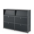 USM Haller Highboard L with Angled Shelves, Anthracite RAL 7016