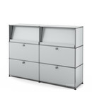 USM Haller Highboard L with Angled Shelves, USM matte silver