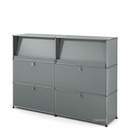 USM Haller Highboard L with Angled Shelves, Mid grey RAL 7005