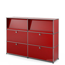 USM Haller Highboard L with Angled Shelves, USM ruby red