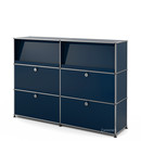 USM Haller Highboard L with Angled Shelves, Steel blue RAL 5011