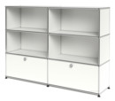 USM Haller Highboard L, Customisable, Pure white RAL 9010, Open, Open, With 2 drop-down doors