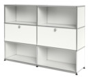 USM Haller Highboard L, Customisable, Pure white RAL 9010, Open, With 2 drop-down doors, Open