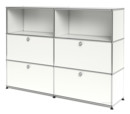USM Haller Highboard L, Customisable, Pure white RAL 9010, Open, With 2 drop-down doors, With 2 drop-down doors