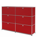 USM Haller Highboard L, Customisable, USM ruby red, With 2 drop-down doors, With 2 drop-down doors, With 2 drop-down doors