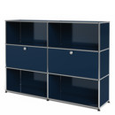 USM Haller Highboard L, Customisable, Steel blue RAL 5011, Open, With 2 drop-down doors, Open