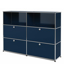 USM Haller Highboard L, Customisable, Steel blue RAL 5011, Open, With 2 drop-down doors, With 2 drop-down doors