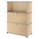 USM Haller Highboard M, Customisable, USM beige, Open, With drop-down door, With drop-down door