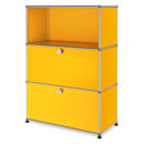 USM Haller Highboard M, Customisable, Golden yellow RAL 1004, Open, With drop-down door, With drop-down door